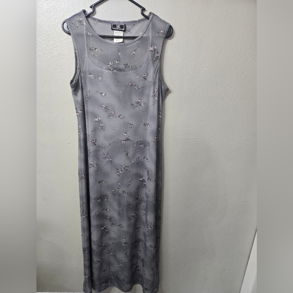 Vintage 90s mesh floral dress with slip